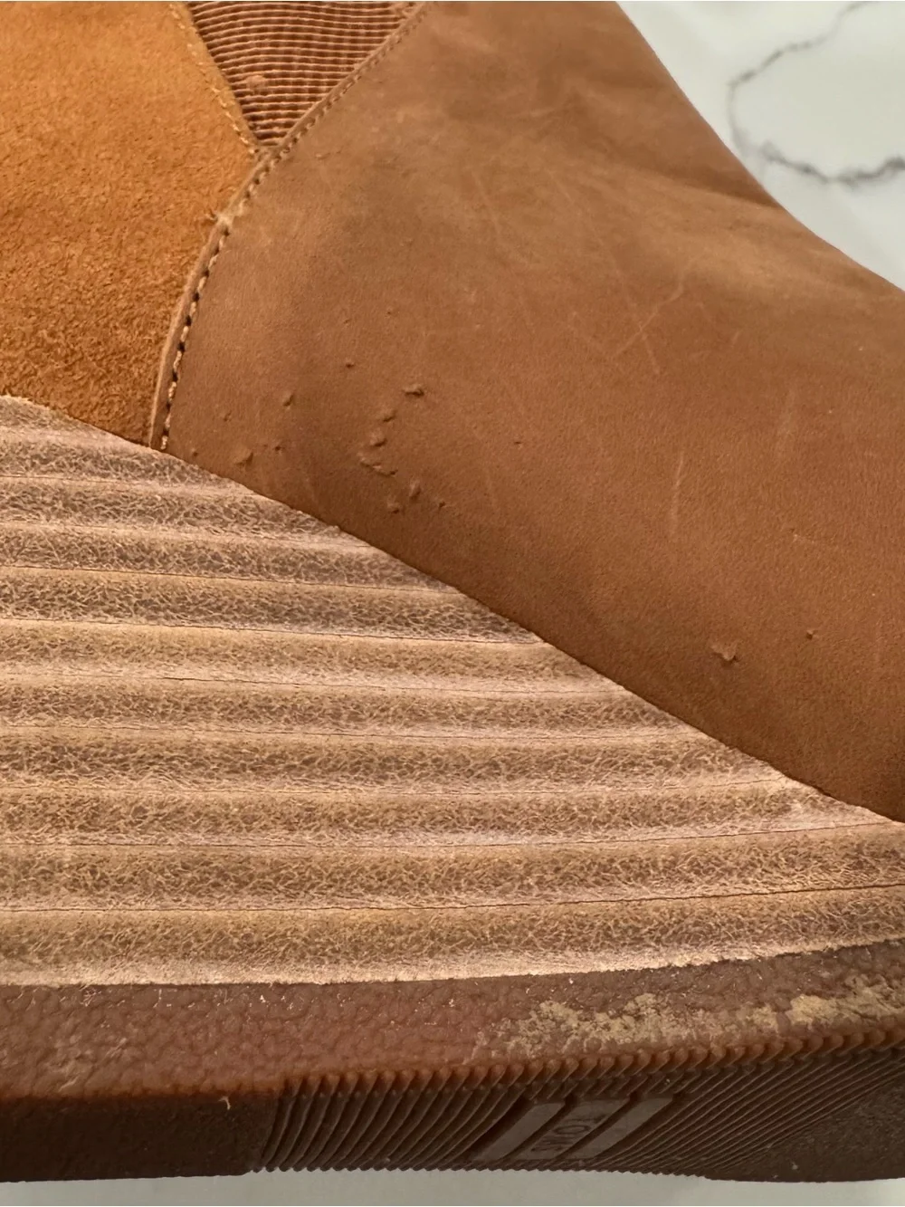Toms Cognac Brown Suede Wedge Ankle Boots Sadie Size 10